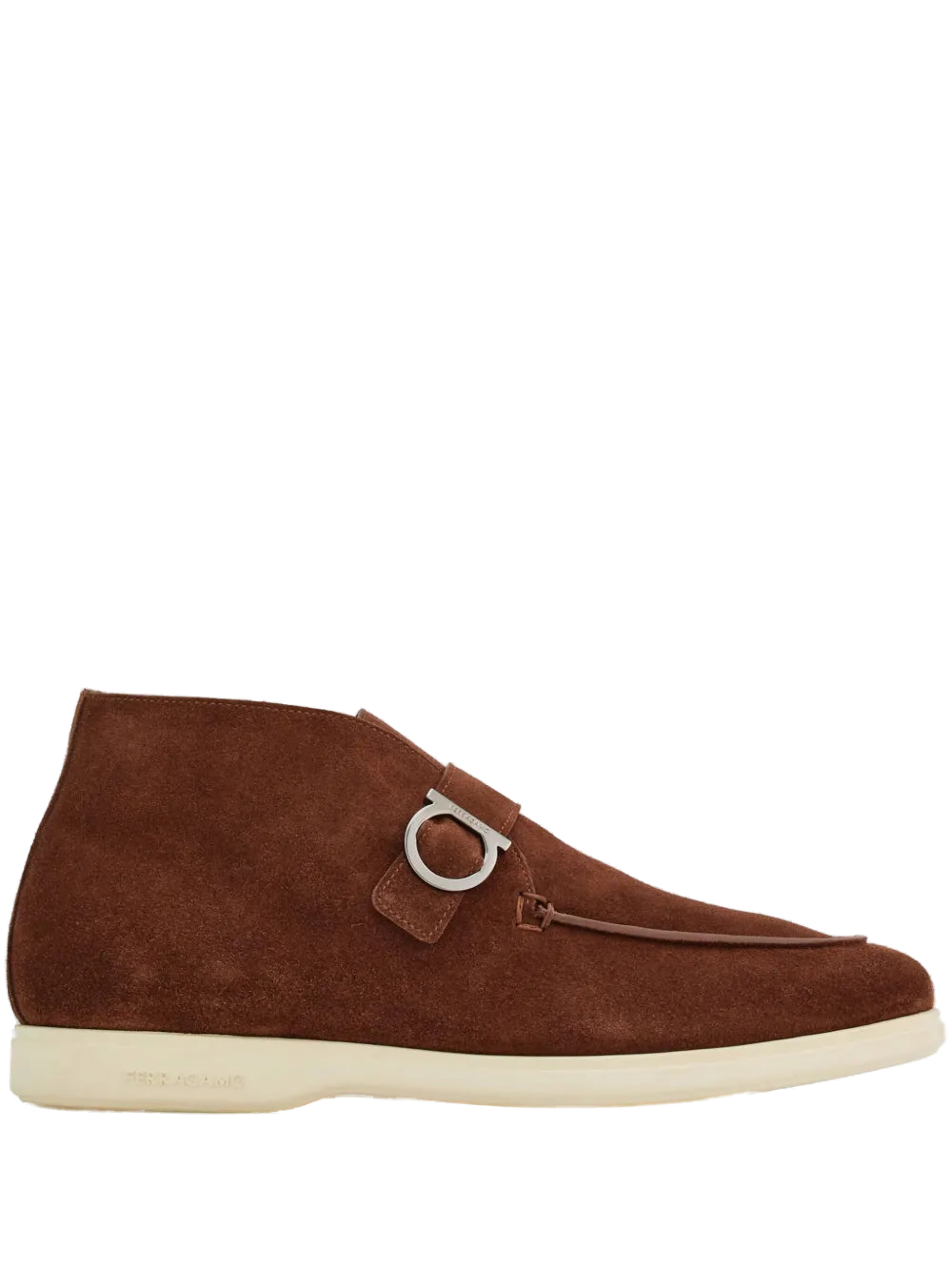 Ferragamo Gancini-Buckle Boot — Brown