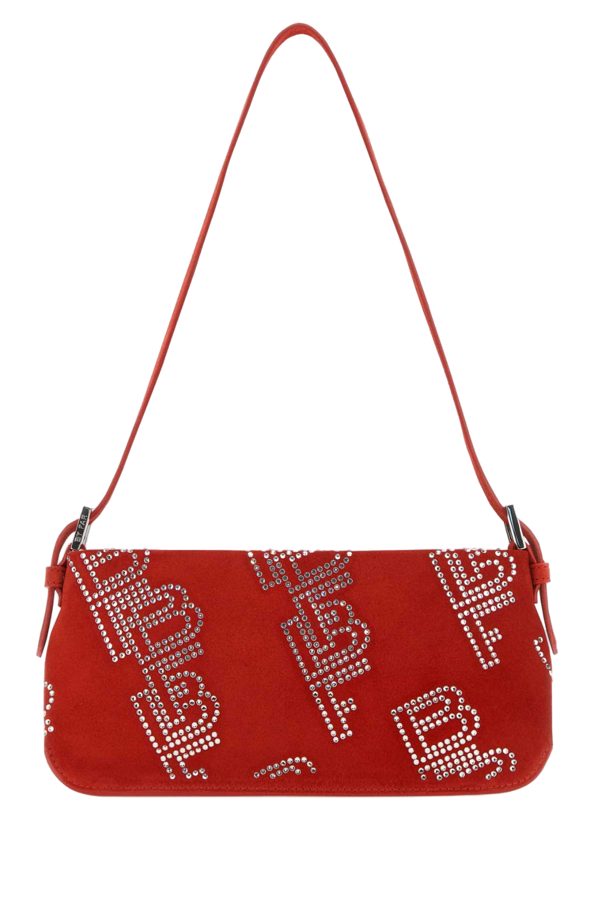 By Far Embellished Suede Shoulder Bag — Red