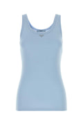 Prada Ribbed Cotton Tank Top — Blue