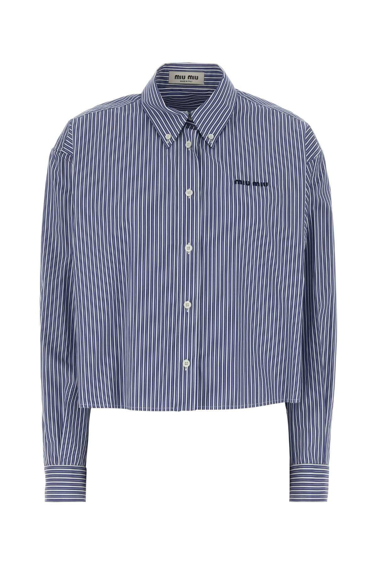 Miu Miu Striped Poplin Shirt — Navy