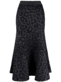 Valentino Leopard Print Knitted Skirt — Gray
