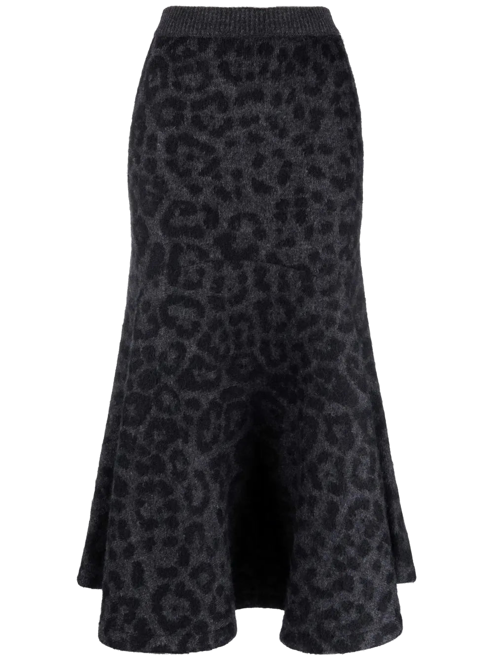 Valentino Leopard Print Knitted Skirt — Gray