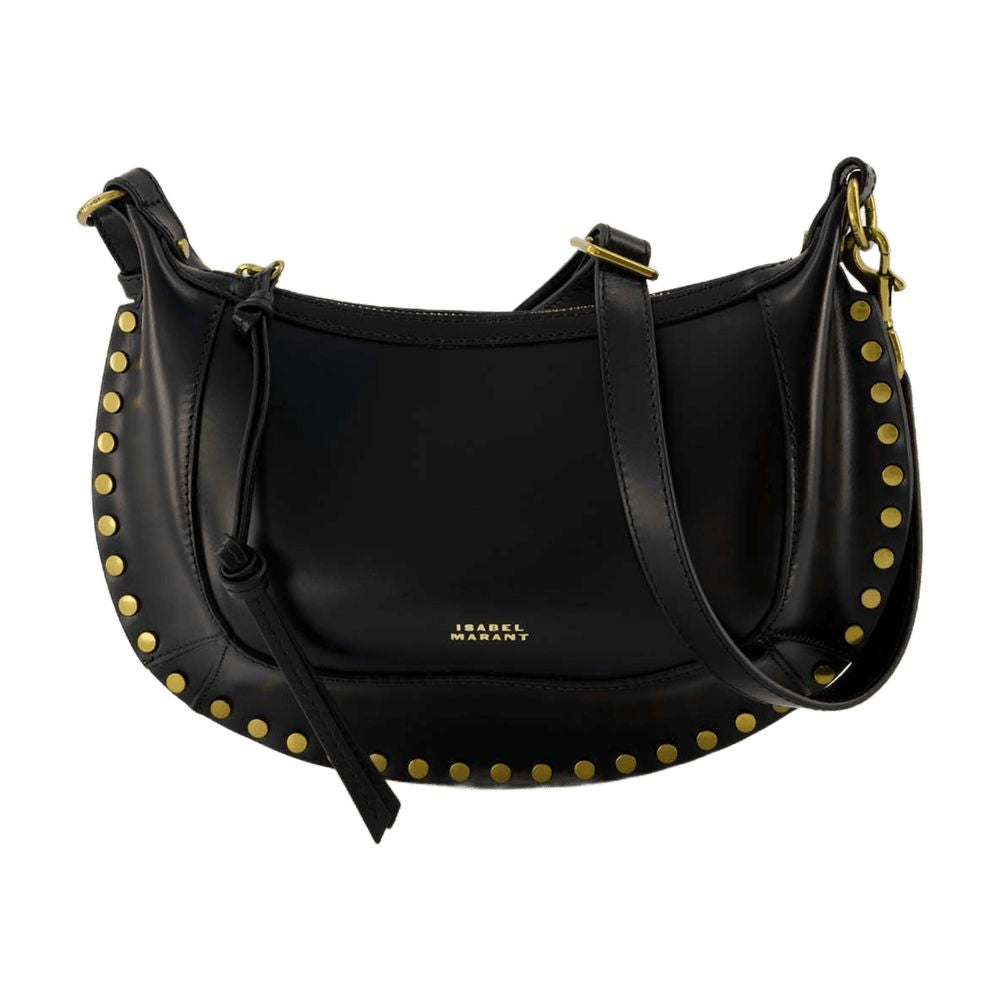 Isabel Marant Gold Studded Calfskin Shoulder Bag — Black