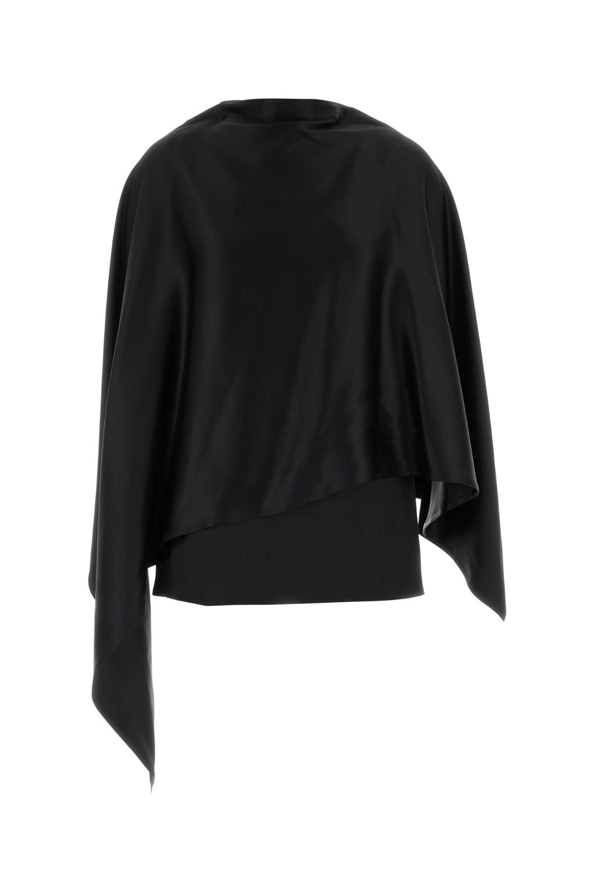 Bottega Veneta Silk Draped Sweater — Black