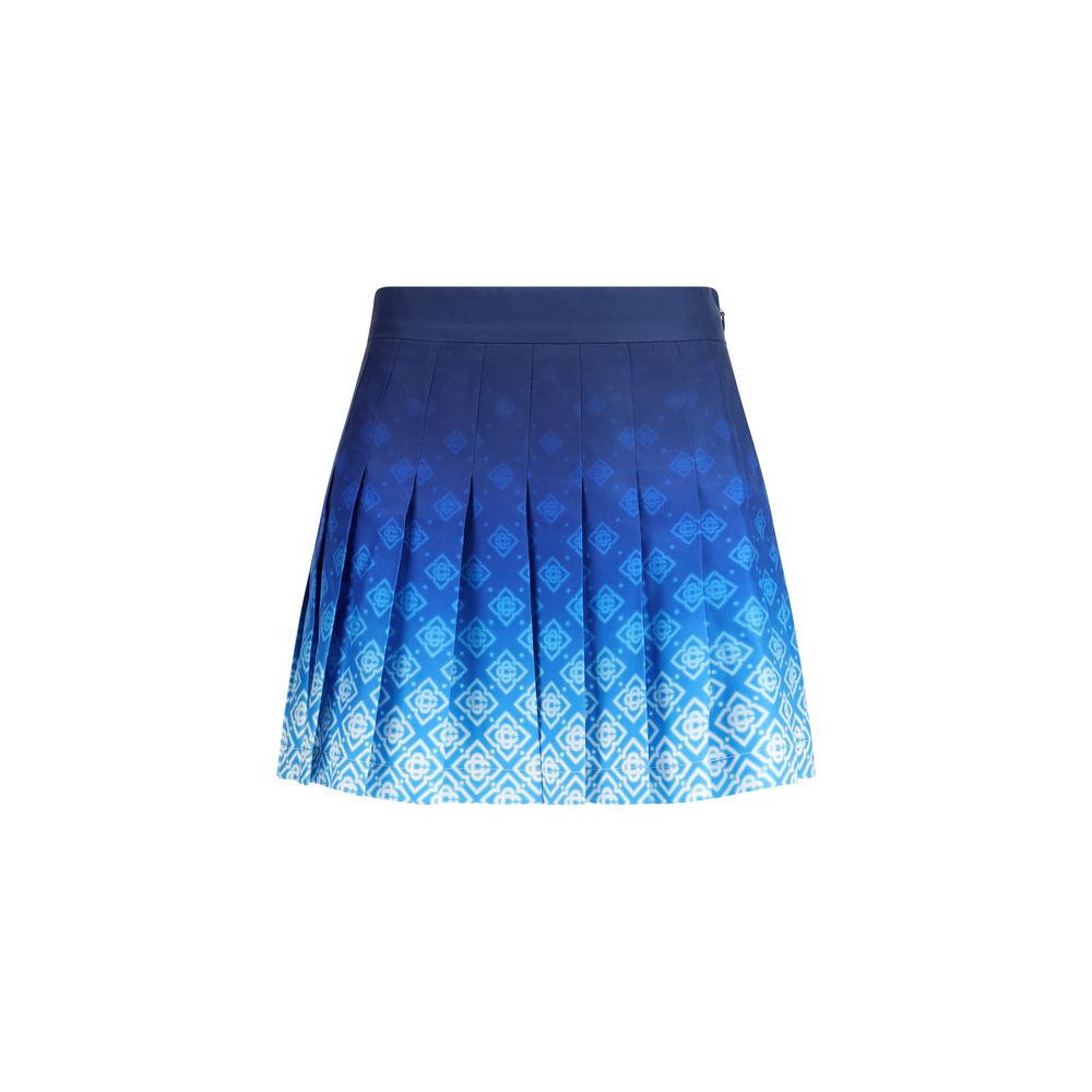 Casablanca Orchid Monogram Pleated Skirt — Blue