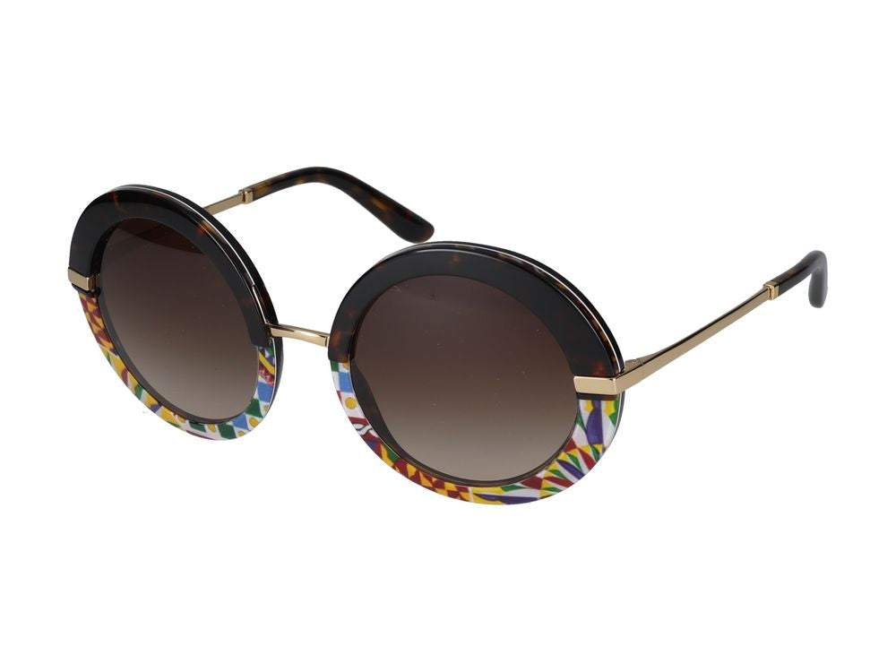 Dolce & Gabbana 0DG4393 Round Multicolour Acetate Sunglasses — Black