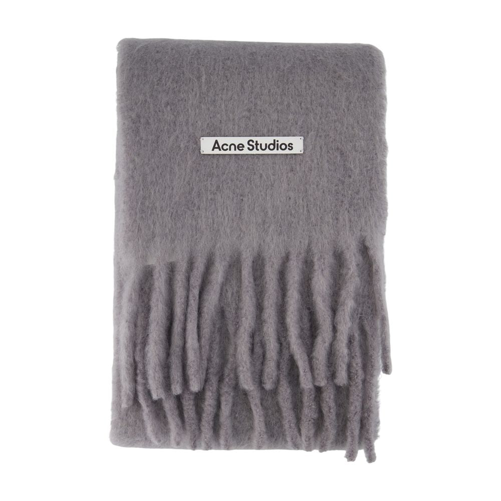 Acne Studios Wool Fringed Scarf — Gray