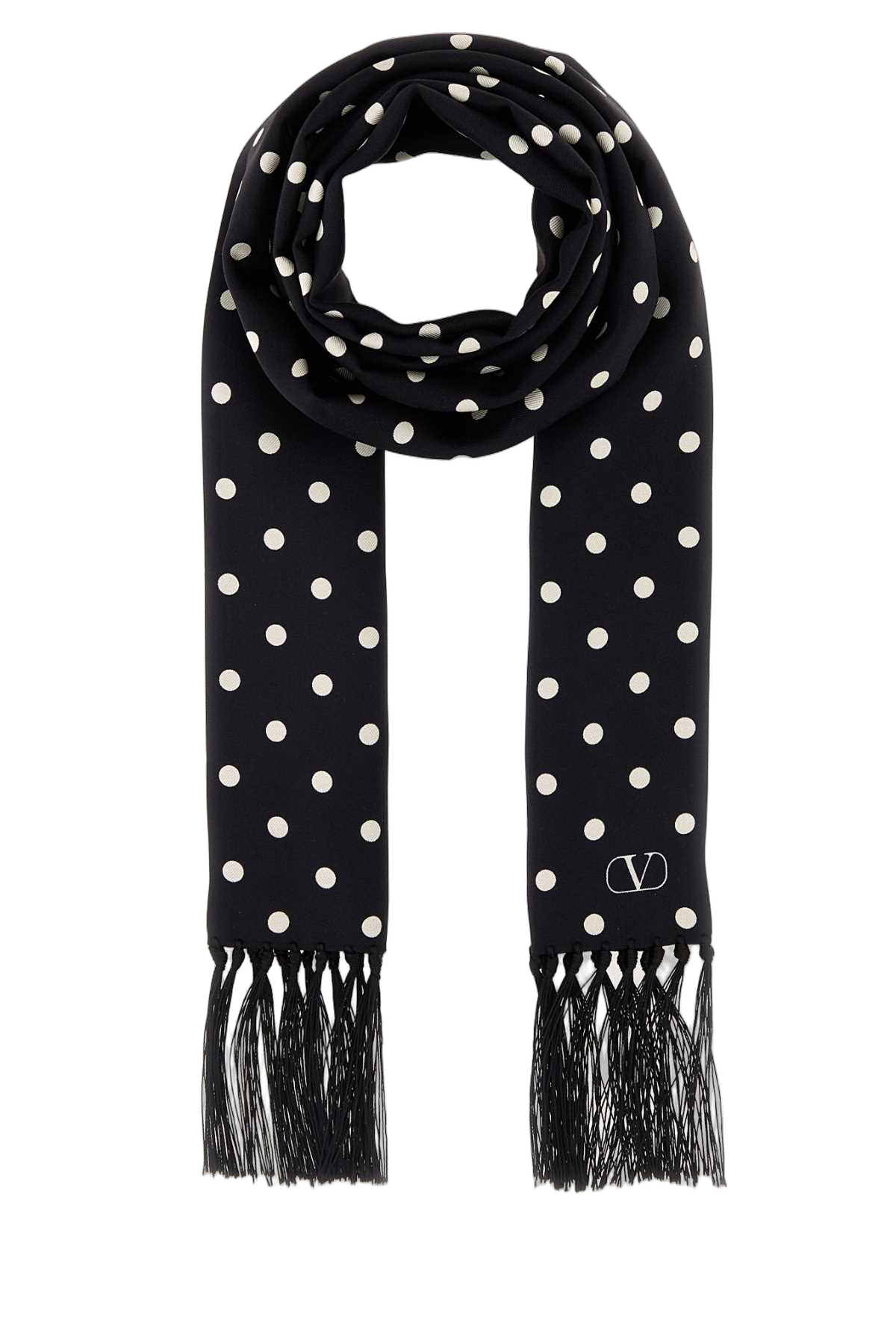 Valentino Garavani Polka-Dot Silk Scarf — Black