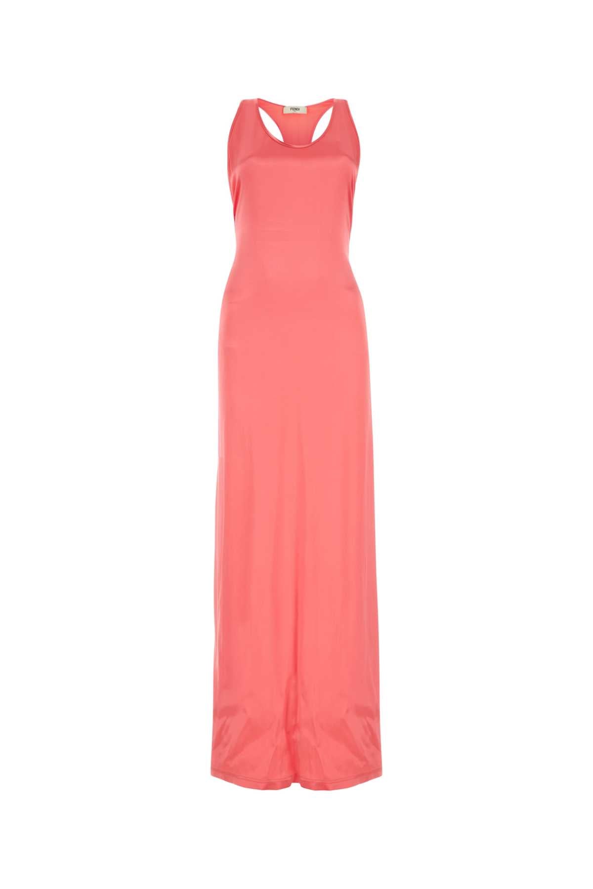 Fendi Viscose Satin Maxi Dress — Pink
