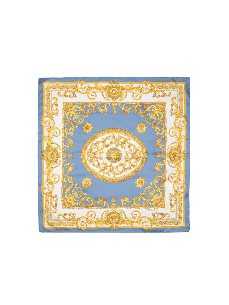 Versace Baroque Silk Scarf — Gray