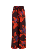 Alexander McQueen Floral Silk Trousers — Burgundy
