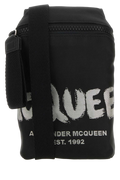 Alexander McQueen Logo-Print Nylon Crossbody Bag — Black