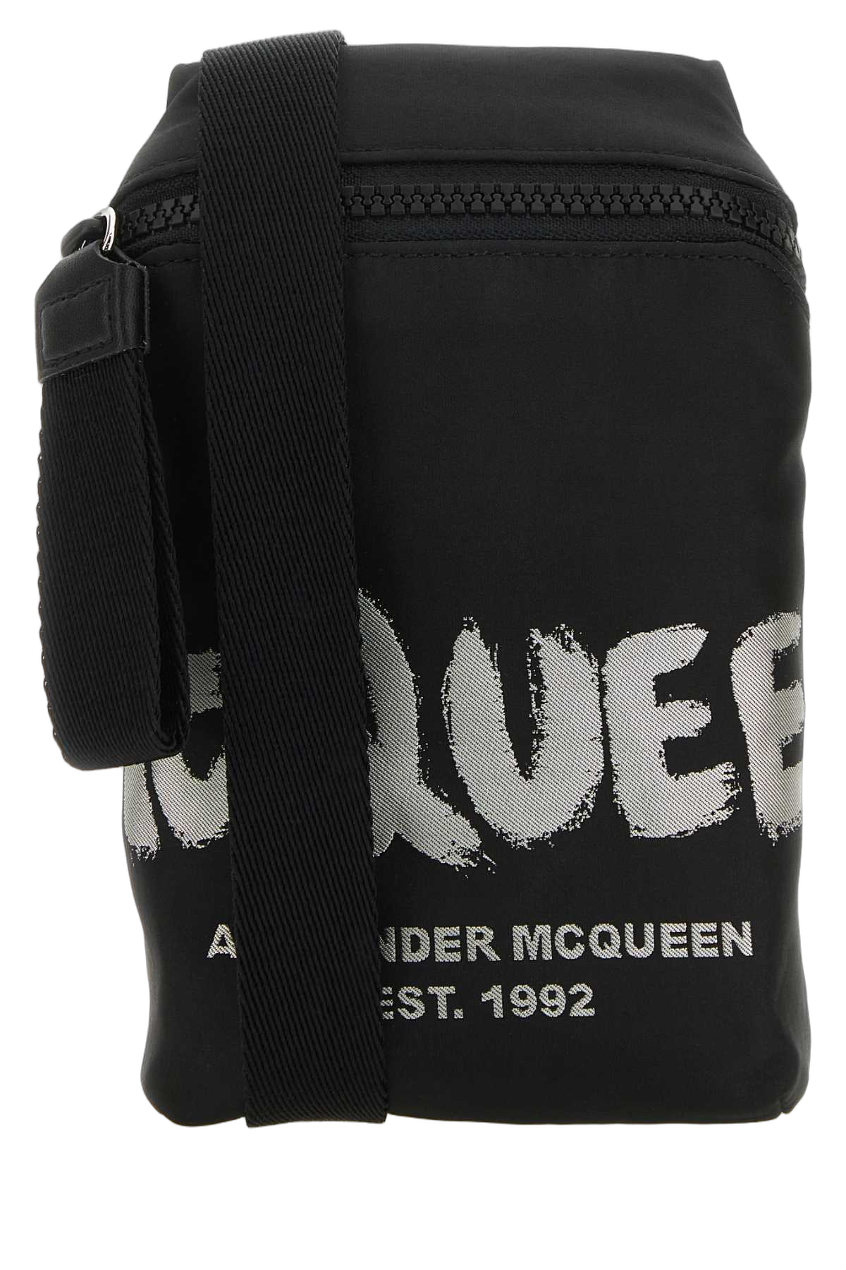 Alexander McQueen Logo-Print Nylon Crossbody Bag — Black