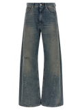 MM6 Maison Margiela Wide-Leg Distressed Denim Jeans — Blue