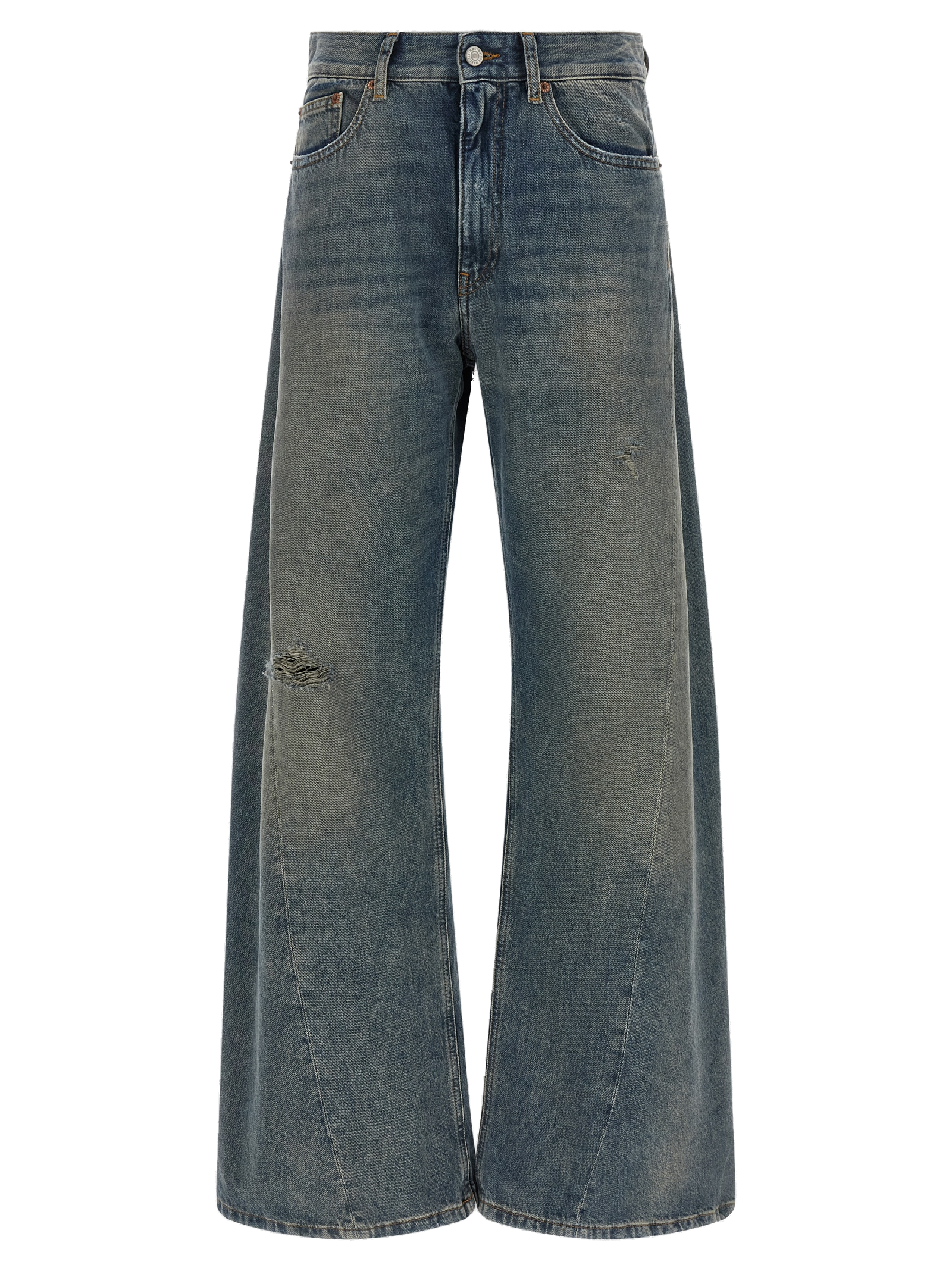 MM6 Maison Margiela Wide-Leg Distressed Denim Jeans — Blue