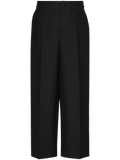 Valentino Cropped Wide-Leg Trousers — Black