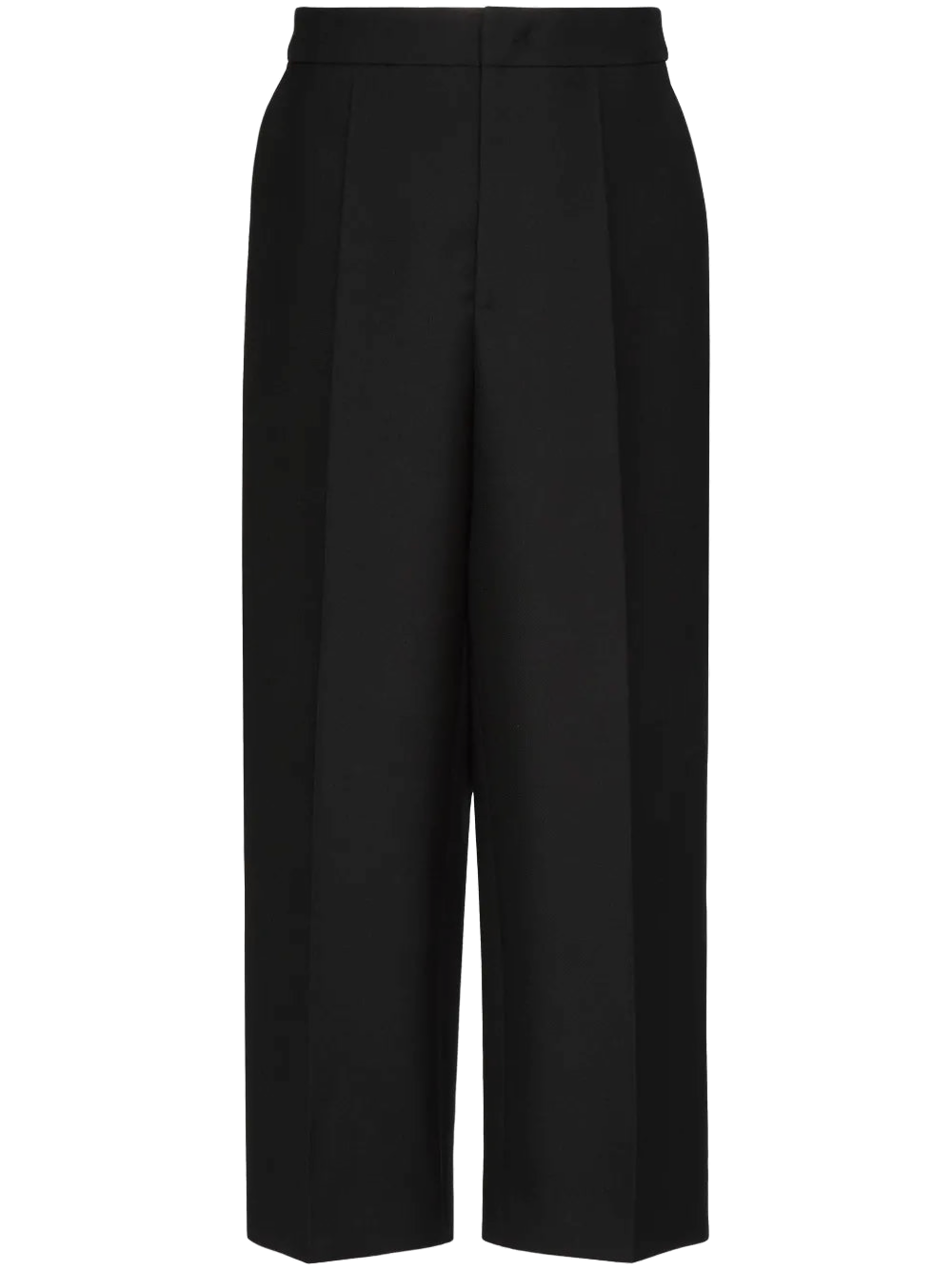 Valentino Cropped Wide-Leg Trousers — Black