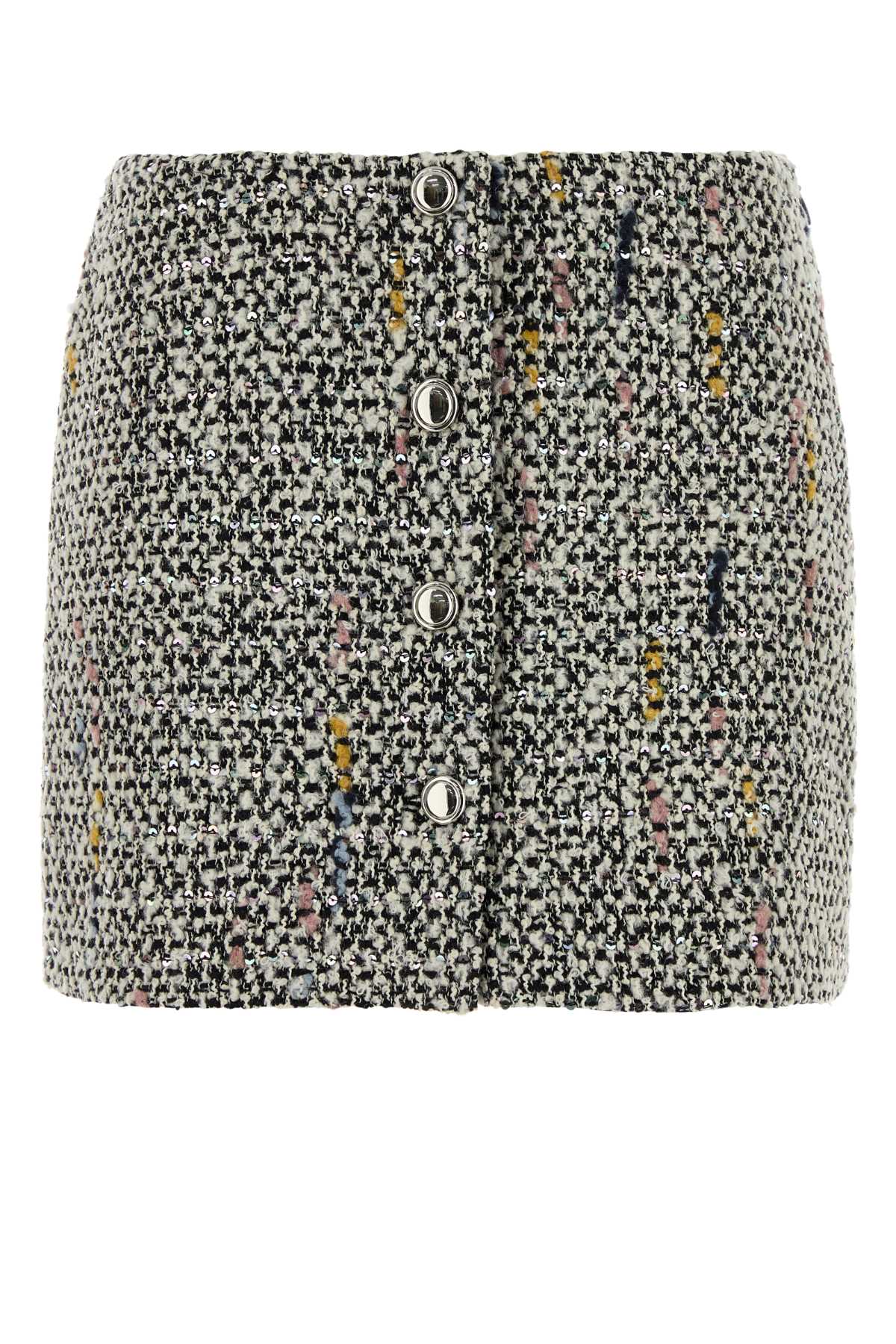 Alessandra Rich Tweed Multicolor Skirt — White
