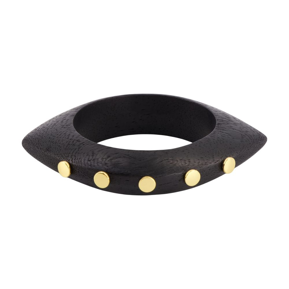 Isabel Marant Gold-Studded Wood Bracelet — Black