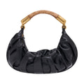 Balmain Gathered Calfskin Hobo Bag — Black
