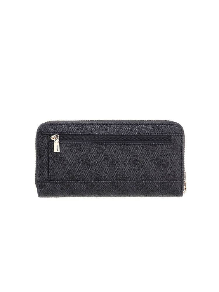 Guess Logo Zip Around Wallet — Black