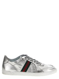 Gucci Metallic Lamb Leather Sneaker — Silver