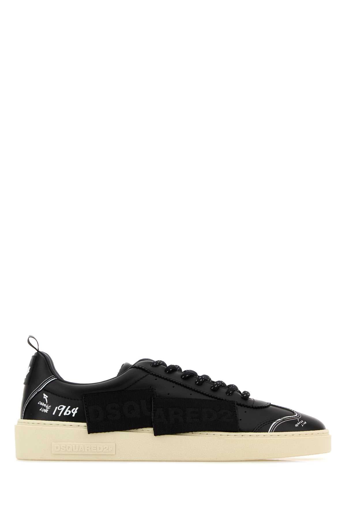Dsquared2 Mixed-Media Lace-Up Sneaker — Black