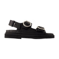 AMI Paris Ring-Buckle Calfskin Sandal — Black