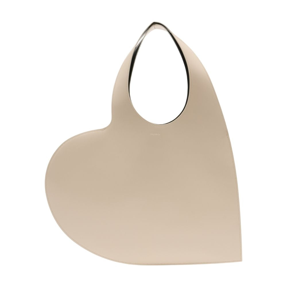 Coperni Heart-Shaped Calfskin Shoulder Bag — Beige
