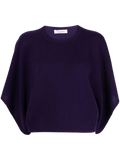 Valentino Virgin Wool-Cashmere Batwing-Sleeve Sweater — Purple