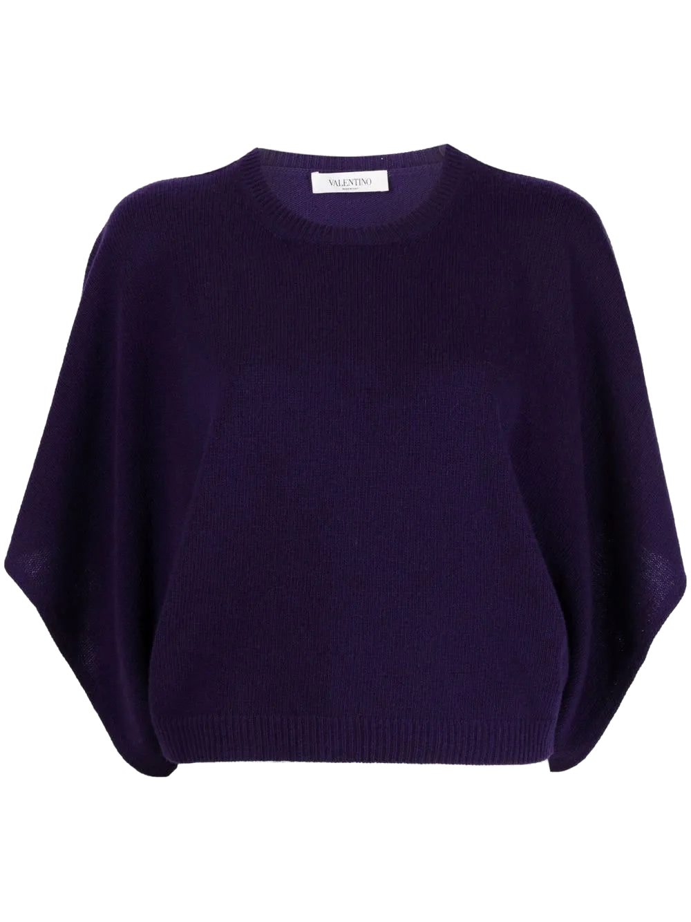 Valentino Virgin Wool-Cashmere Batwing-Sleeve Sweater — Purple