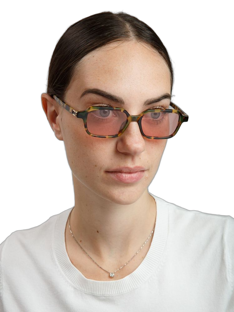 Furla SFU971 Pink Lens Acetate Sunglasses — Burgundy