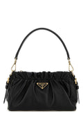 Prada Ruched Nappa Leather Shoulder Bag — Black