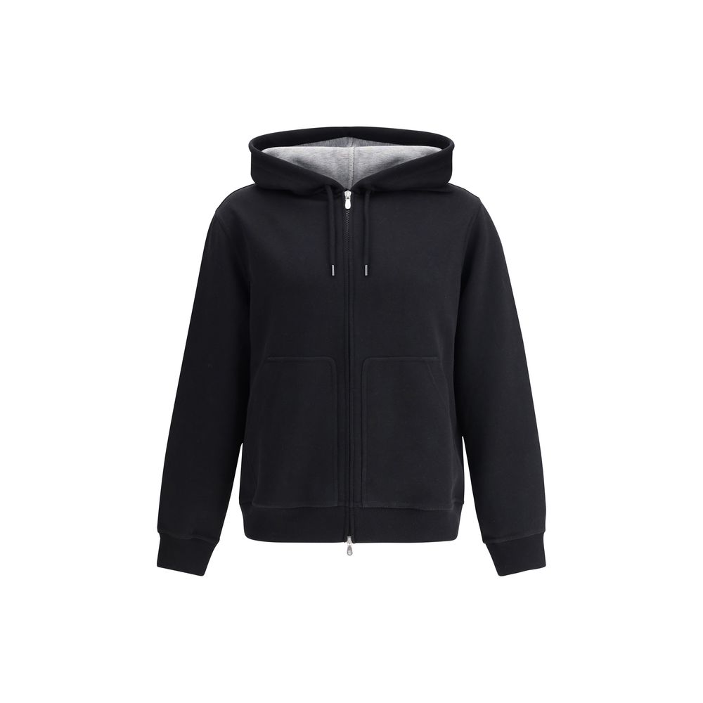 Brunello Cucinelli Cotton-Blend Hoodie — Black
