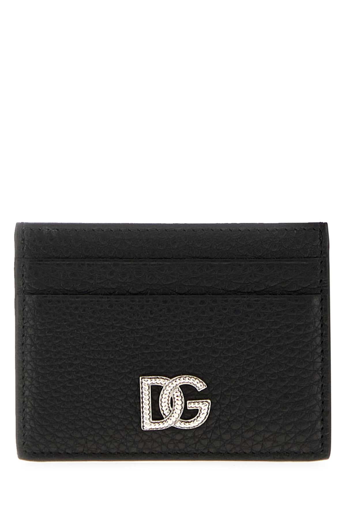 Dolce & Gabbana Logo-Embossed Leather Card Case — Black