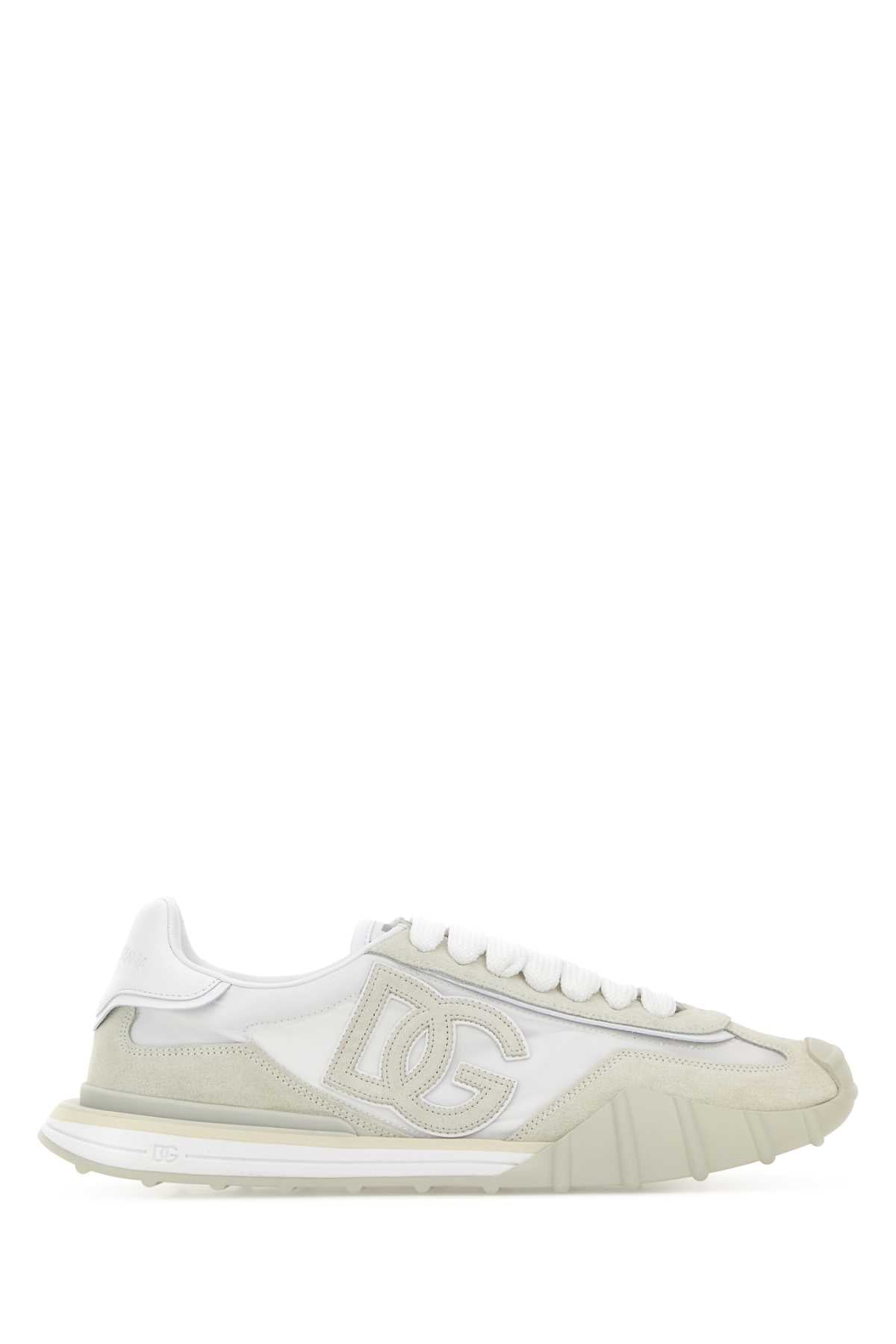Dolce & Gabbana Logo-Embroidered Nylon and Suede Sneaker — Beige