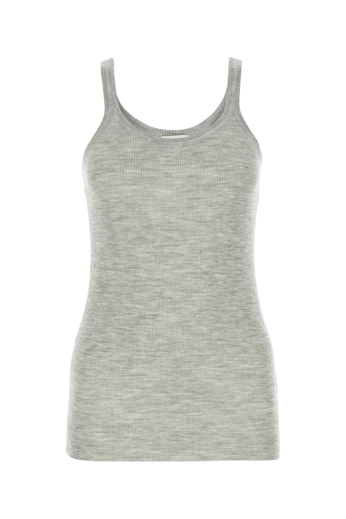 Bottega Veneta Wool Ribbed Tank Top — Gray