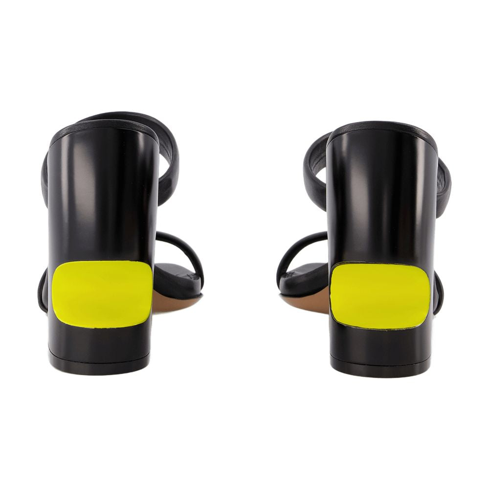 Off-White Neon-Accented Slides — Black