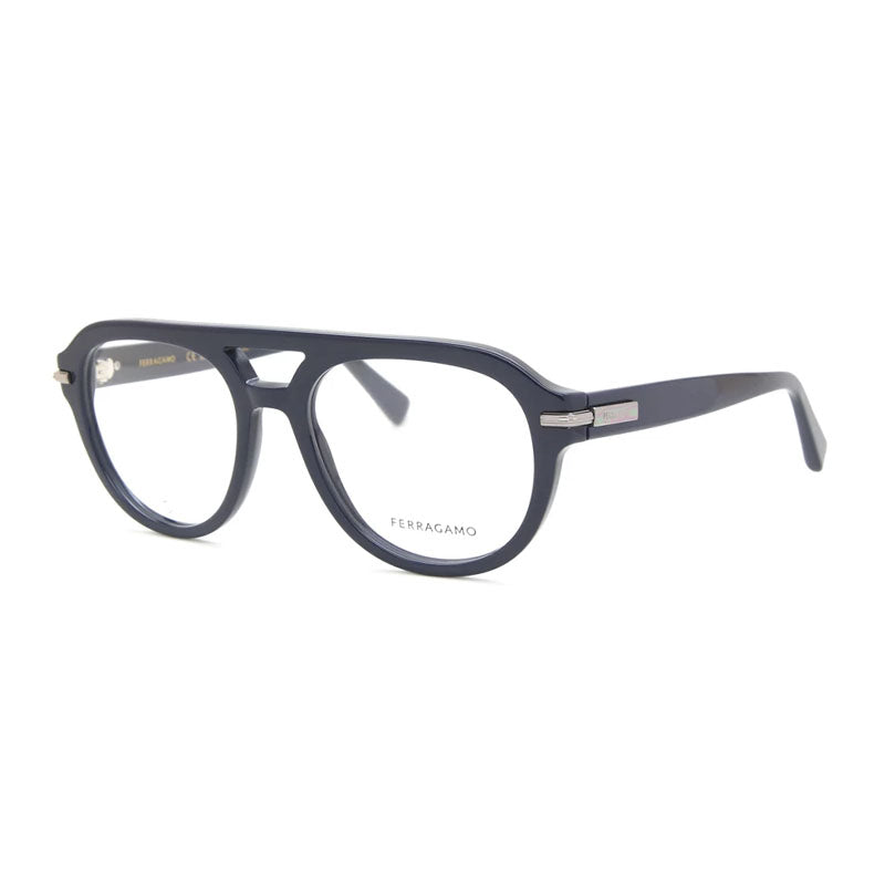 Ferragamo Round Full Rim Eyeglasses — Blue