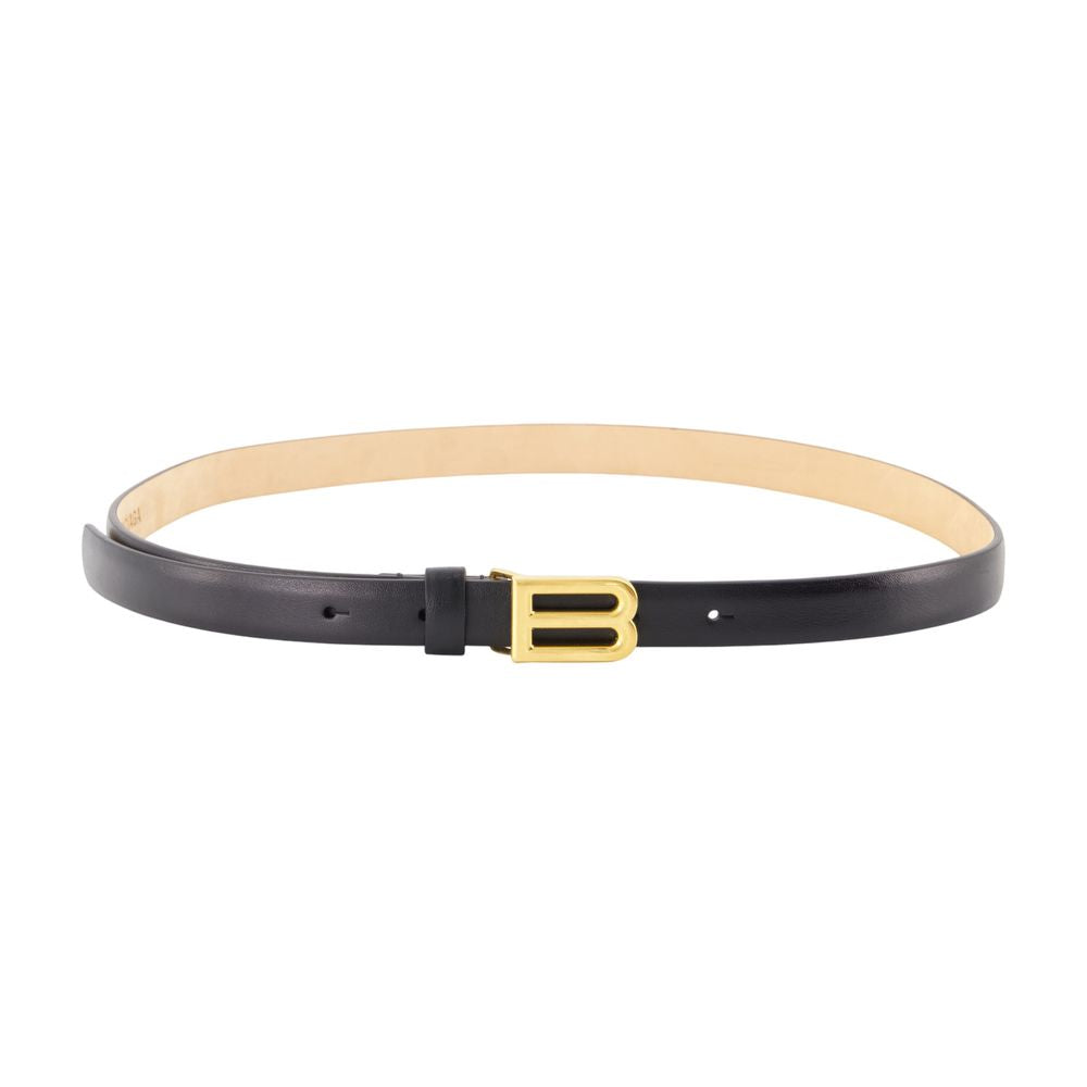 Balenciaga Leather B-Buckle Belt — Black