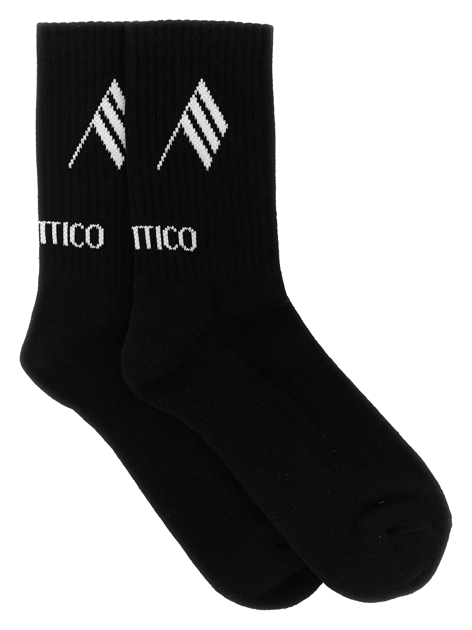 The Attico Logo-Embroidered Cotton-Blend Socks — Black