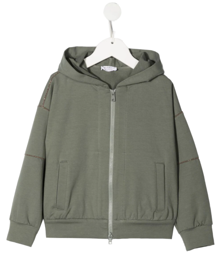 Brunello Cucinelli Kids Hoodie — Sage Green