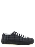 Burberry Check-Pattern Low-Top Sneakers — Gray