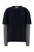 Miu Miu Cashmere Wool Blend Sweater — Navy