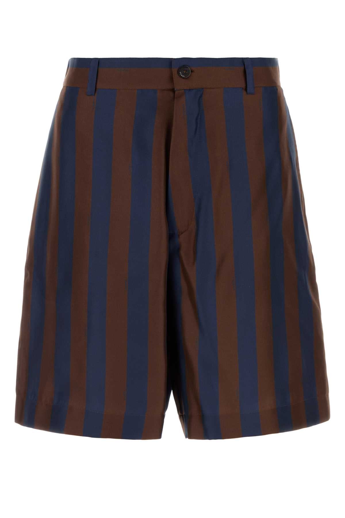 Fendi Silk Bermuda Shorts — Navy