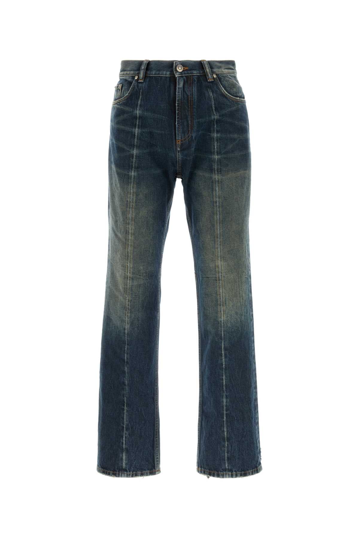 Versace Straight-Leg Cotton Denim Jeans — Blue