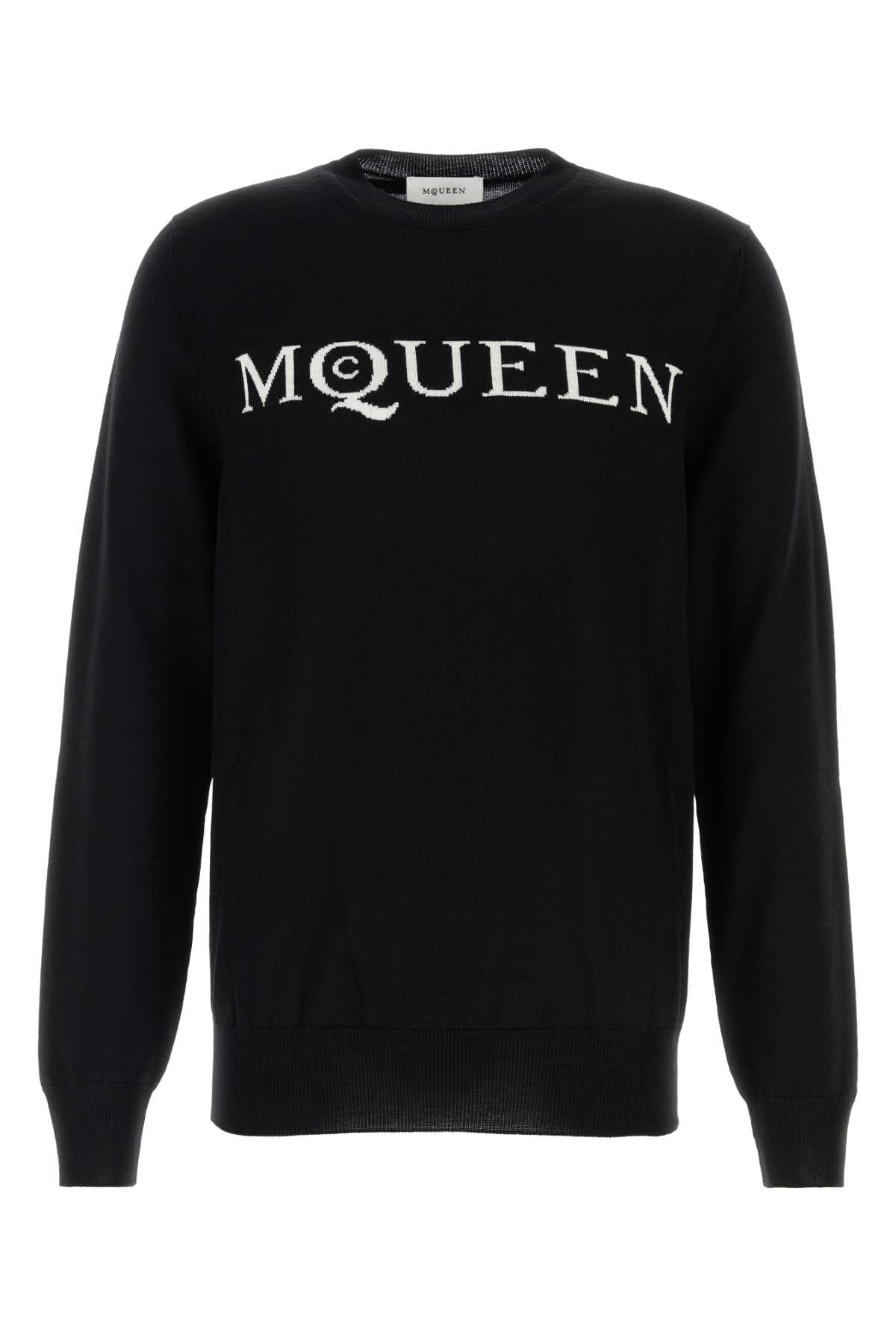 Alexander McQueen Logo-Embroidered Wool Sweater — Black