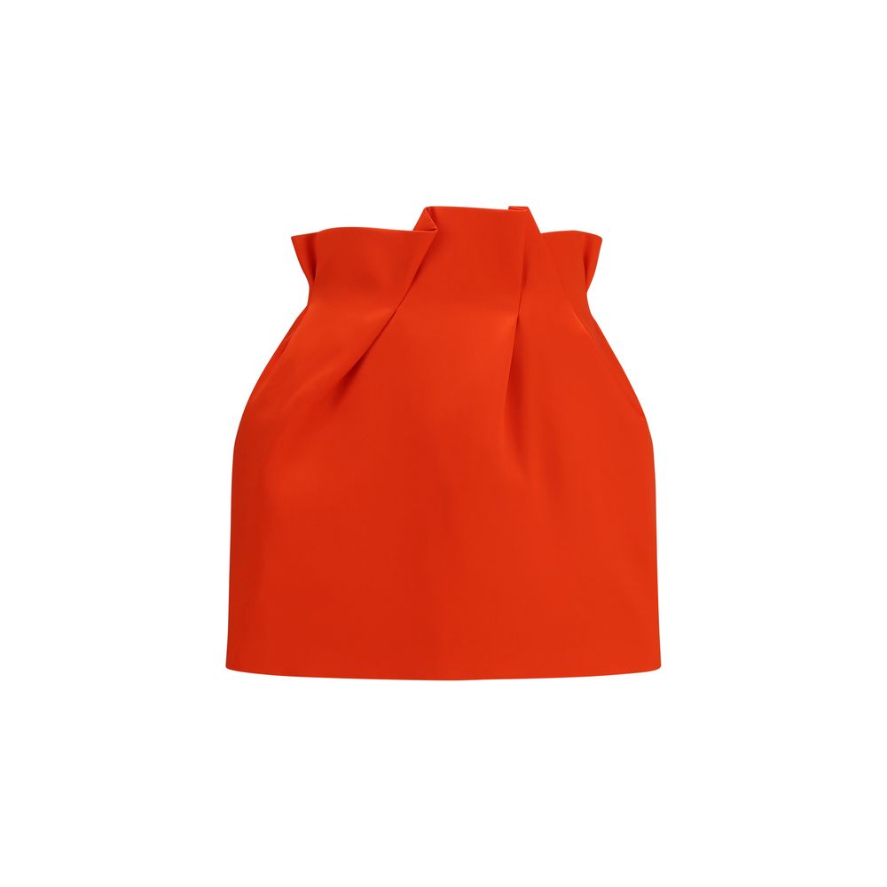 Magda Butrym Ruffled-Waist Silk Skirt — Red