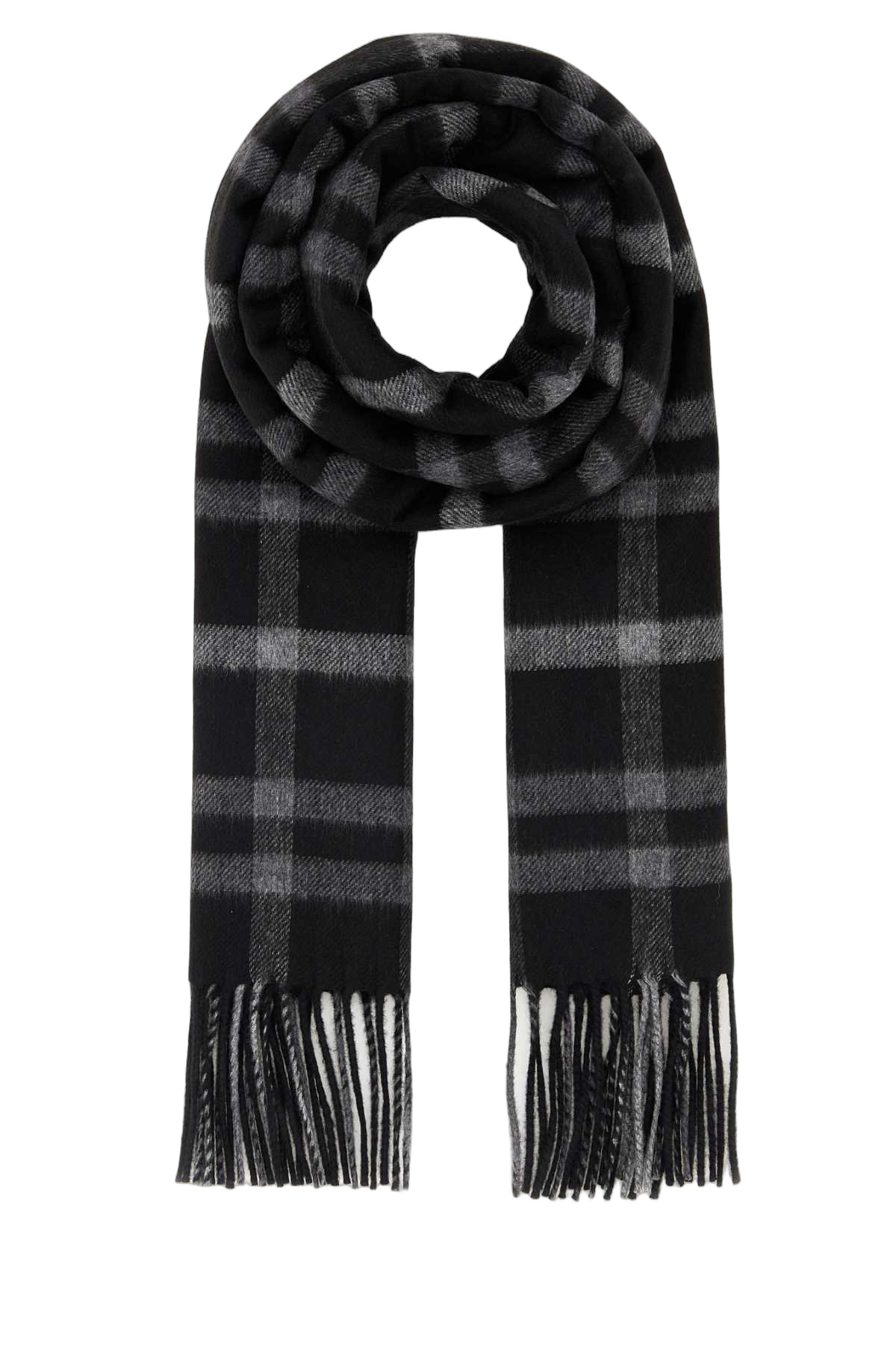 Saint Laurent Checked Silk-Cashmere Scarf — Black