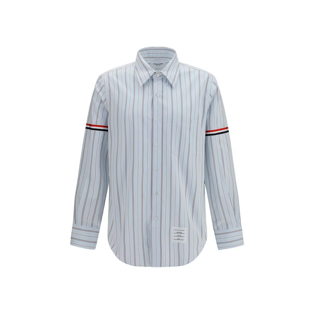 Thom Browne Fine-Striped Poplin Shirt — Blue